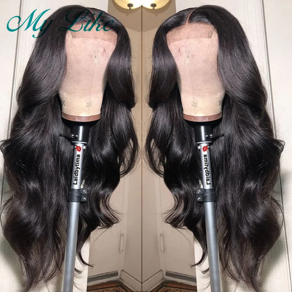 Discount My Like 360 Lace Frontal Wig Indian Body Wave Human Hair Wigs Pre Plucked with Baby Hair 100% Remy Hair  360 Lace Wig for  Women 2