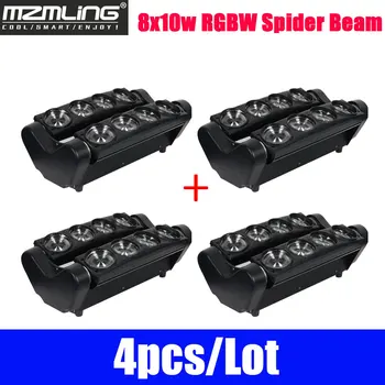 

4pcs/Lot 8x10w RGBW Led 8 Eyes Beam Light DMX512 Spider Moving Head Light Professional DJ /Bar/Party /Show /Stage Light