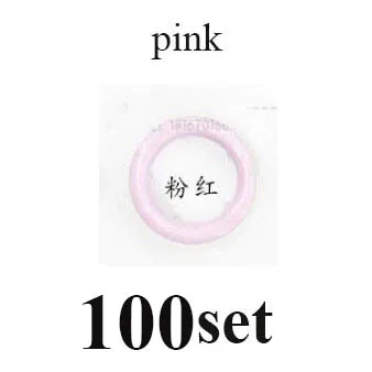 100 набор высокого качества латунь 9,5 мм клямерная кнопка, легко использовать плоскогубцы инструмент крепеж пресс штифты, кнопки пряжки - Цвет: 100set pink