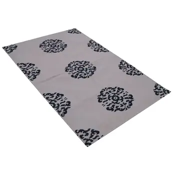 

107x163 Cm Black Handmade Dhurrie Rug-3x5 Ft