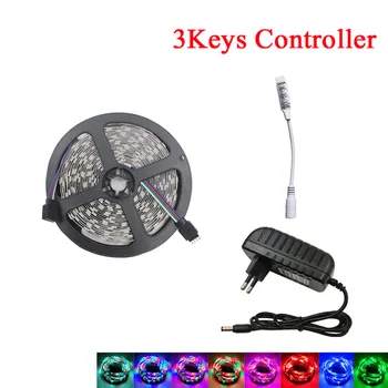 

SMD 2835 Led strip 5M Non-Waterproof 3Keys controller with power adapter Full set