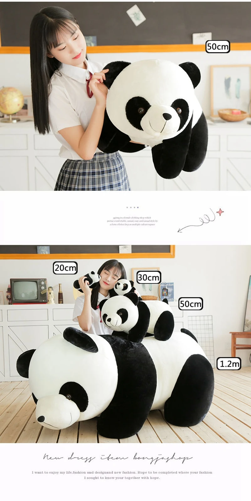 hot giant animal panda plush toy jumbo cartoon panda fat hug bear doll for children birthday gift decoration 100cm 120cm DY50881 (11)