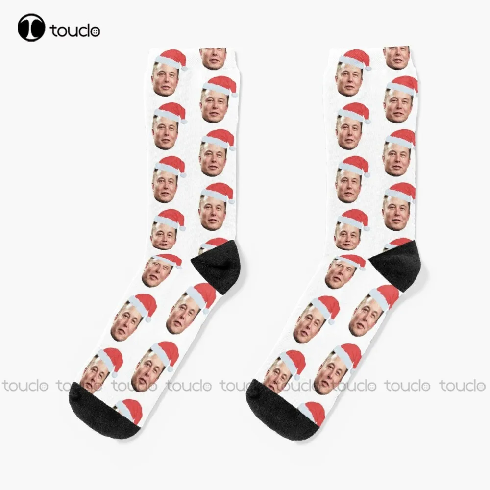 

Santa Elon Musk Socks Red White And Blue Socks Personalized Custom Unisex Adult Teen Youth Socks 360° Digital Print Funny Sock