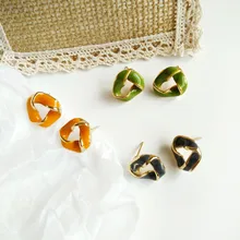 AOMU дизайн ретро темперамент витой Треугольник Нерегулярные Красочные эмаль серьги гвоздики для женщин Подарки Ювелирные Изделия Сери