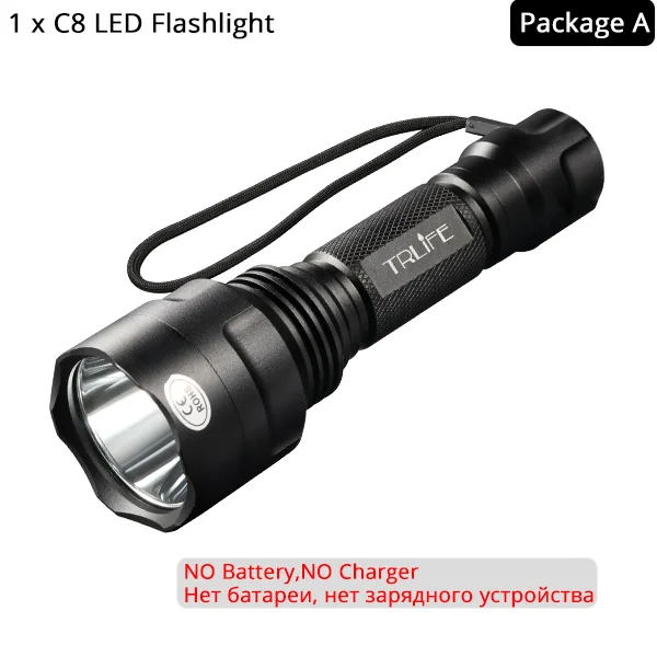 Package A Охотничий фонарик 1 Режим Фонарь Lintern T6/L2 тактические фонари 18650 алюминий C8 водонепроницаемый фонарь Крепление для пистолета - Испускаемый цвет: Package A