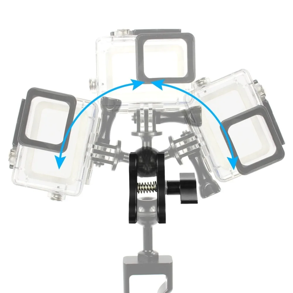 PULUZ двойной шаровой зажим с открытым отверстием для камеры для дайвинга кронштейн с ЧПУ Алюминиевый пружинный фонарик зажим для дайвинга подводная фотография Sys