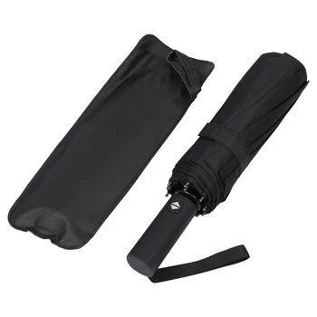 

12 Ribs Windproof Travel Umbrella With Teflon Canopy, Lengthened Handle With Auto Open Close Button, Compact Protection From Rai