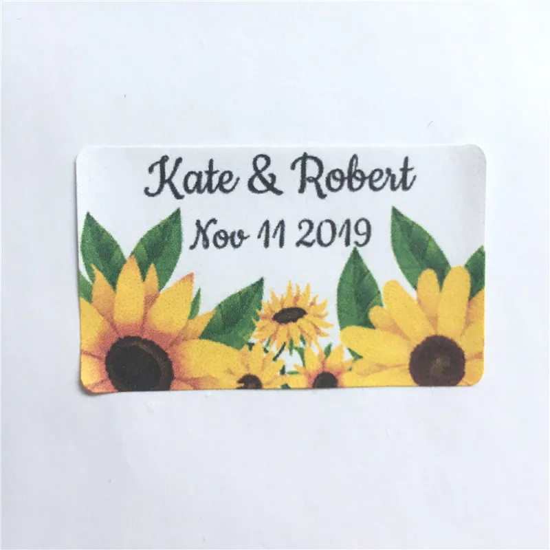 

100 Pieces Custom Wedding Stickers Rectangle Adhesive Labels Personalized Name and Date Gift Seals