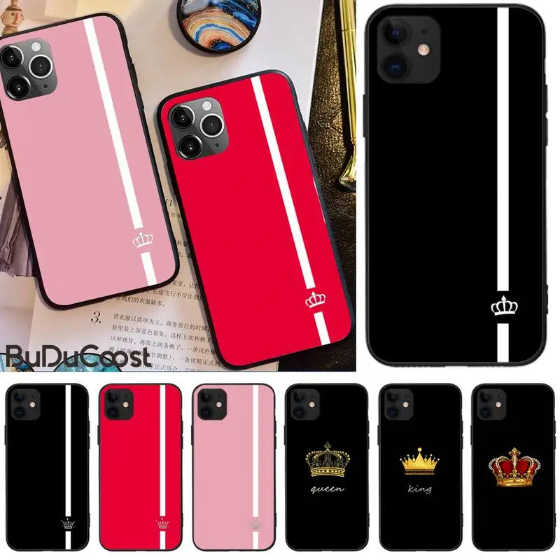 

Couple Crown Crown Queen Soft Silicone Black Phone Case For iphone 5C 5 6 6s plus 7 8 SE 7 8 plus X XR XS MAX 11 Pro Max Cover