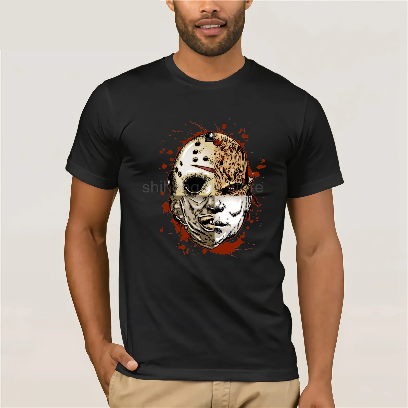 Horror T Shirt Mashup t-shirt Men Printed Tee Casual Cute 100 Percent Cotton Short Sleeve Xxx Tshirt | Мужская одежда