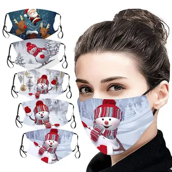 

Happy Christmas Face Filter Activated Carbon Mouth Cover Outdoor Mouth Print Face Mask Breathable Protection Adult Mascarillas