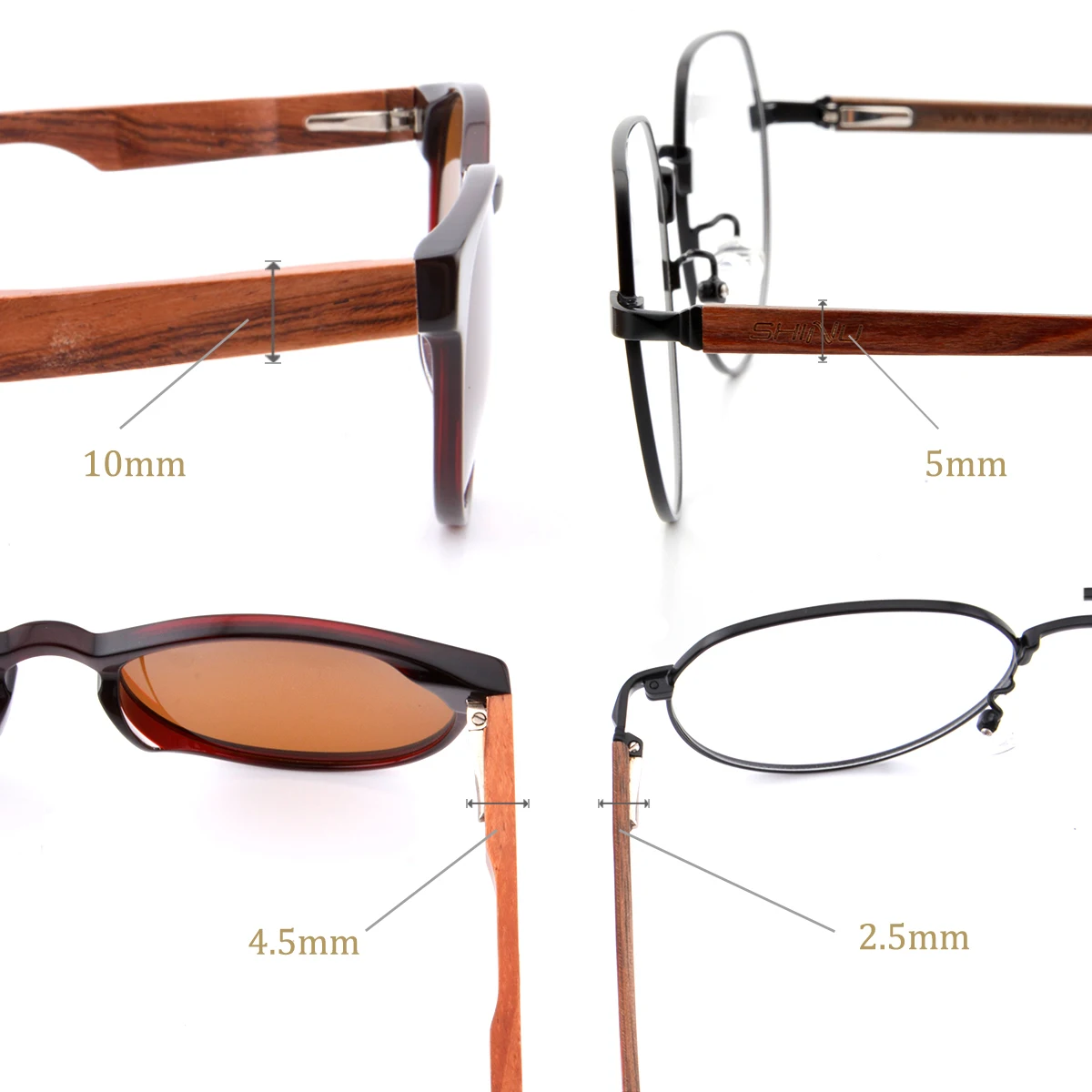 SHINU wood glasses frame retro metal eyeglasses handmade wooden fashion eyewear for men women blue rays glasses myopia Rx abl