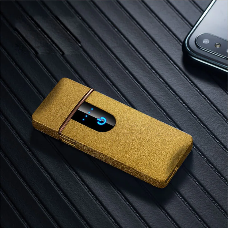 Электронный usb-зажигалка Беспламенное ветрозащитное металлическое Зажигалка светодиодный дисплей электрическая зажигалка для сигарет Электронный usb огонь - Цвет: 8