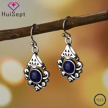 

HuiSept Vintage 925 Silver Women Earrings Jewellery Inlaid Sapphire Gemstone Drop Earrings Ornament Wedding Party Gift Wholesale
