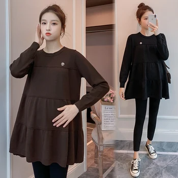

9950# Autumn Winter Knitted Maternity Shirts A Line Loose Sweaters Clothes for Pregnant Women Korean Fashion Pregnancy Tops
