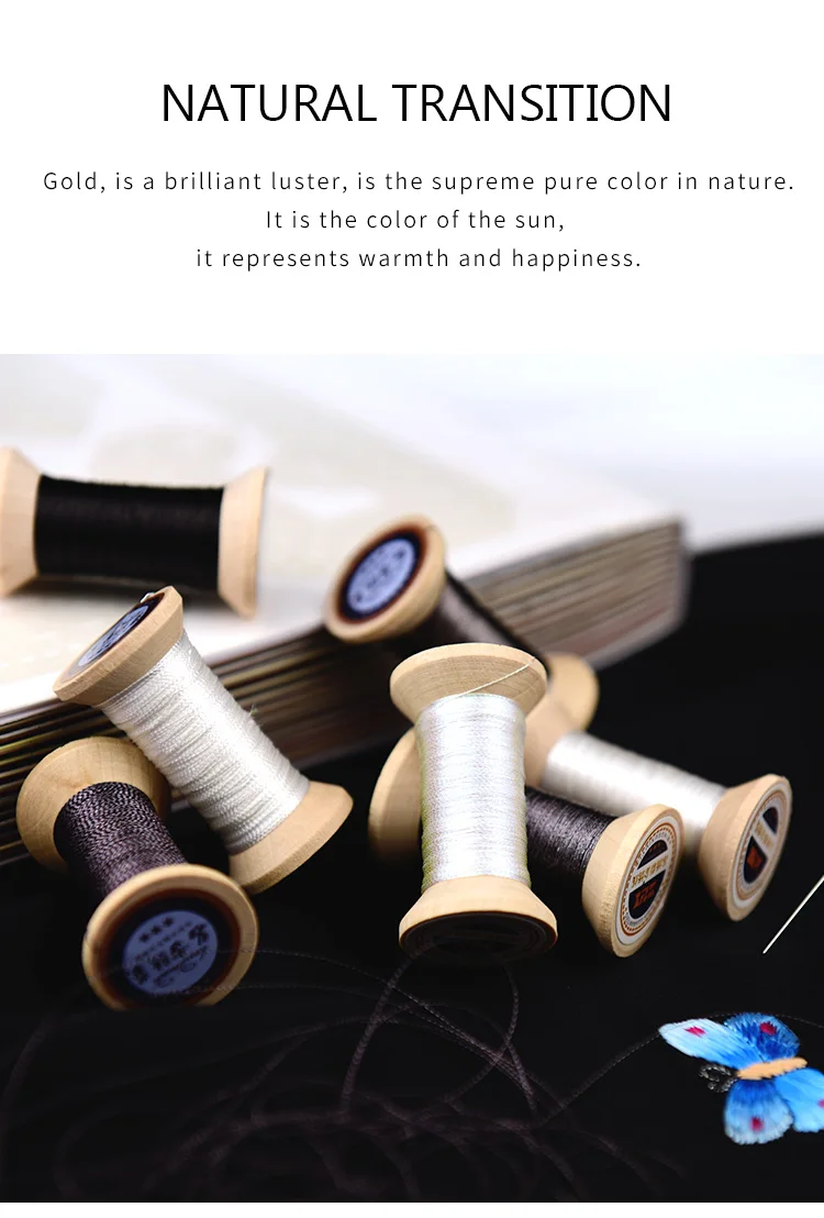 black and white series of Gold thread/French embroidery thread/embroidery spool/colorful gold embroidery thread /50 meters/roll