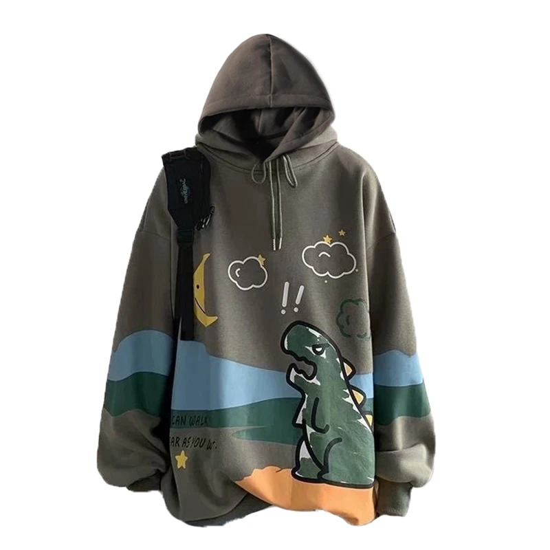 

Autumn Winter Hip Hop Sweatshirts Mens Streetwear Pullover Harajuku Sweatshirt Style Graffiti Print Contrast Pullover with Cap
