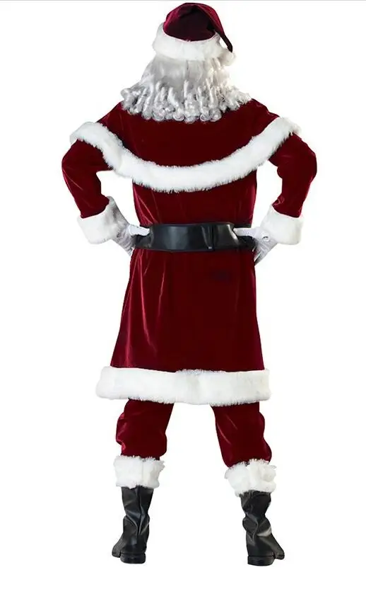 A Full Set of Christmas Costumes Santa Claus for Adults Red Christmas Clothes Santa Claus Costume Luxury Suit