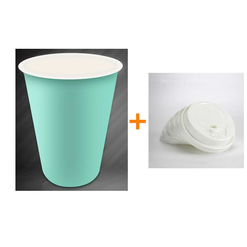 cup and white lid 50 шт., синяя плотная бумажная чашка, одноразовая кофейная чашка, молочный чай, горячий напиток, упаковка для напитков, чашки с крышками - Цвет: cup and white lid