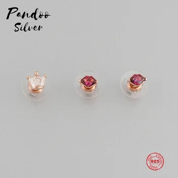 

Fashion Charm Sterling Silver Original 1:1 Copy, Flame Red Lips Crown Combination Stud Earrings Women Luxury Jewelry Gifts