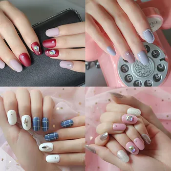 

24pcs Light Luxury Detachable Bride Fake Nails ABS Safe Material Wearable Beautiful Charm Full Cover Fingernails DL