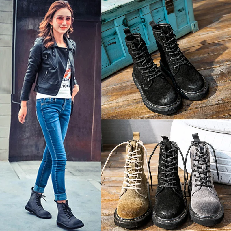 

Autumn Boots Woman Black Short Short Boots Flat Bottom England Boots Winter
