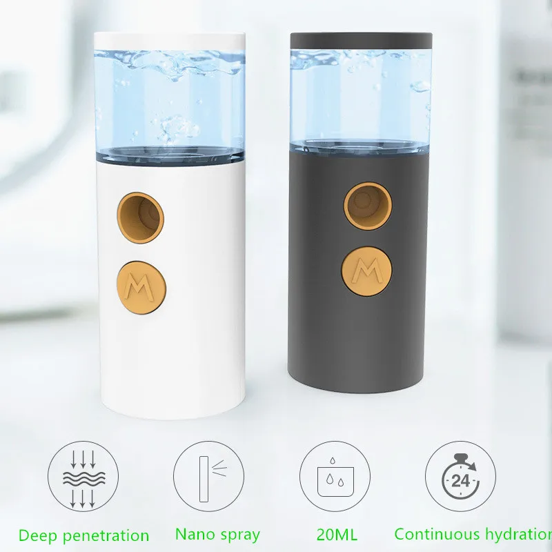 Portable Nano Mist Sprayer Facial Hydrating Humidifier Instrument Spraying Machine Negative Steaming Face Moisturizing Tool