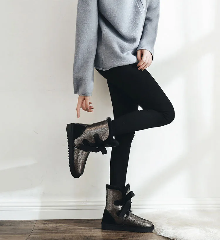 /розничная ; женские классические зимние ботинки высокого качества в австралийском стиле; зимние ботинки средней длины из натуральной овечьей кожи для женщин