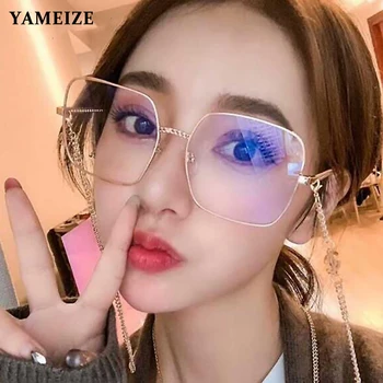 

YAMEIZE Fashion Square Glasses Frames Women Metal Frame Optical Glasses Clear Lens Eyeglasses Vintage Spectacles Goggles