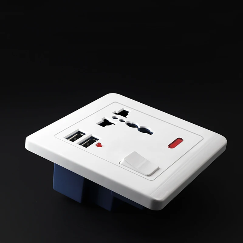 Delviz UK Standard Outlet, 2.1A Dual USB Charger speedy Port, LED indicator Wall Power Socket,13A Universal 3 Hole Socket 86type