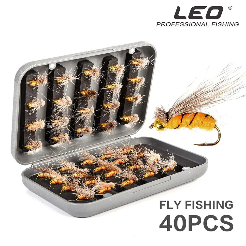 

40pcs Mosquito Shape Fly Fishing Lure Baits Set Artificial Insect Fish Lure Fishing Hooks Fishhook Tackle With Plastic Box