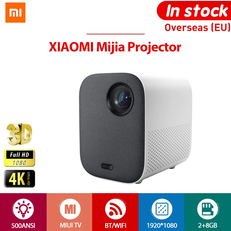 Global Version Xiaomi Mijia 4k Projector Tv Full Hd 1080p Eu 3d Ai 500ansi 2 8gb Led Wifi Bluetooth Bracket Theater Smart Tv Aliexpress