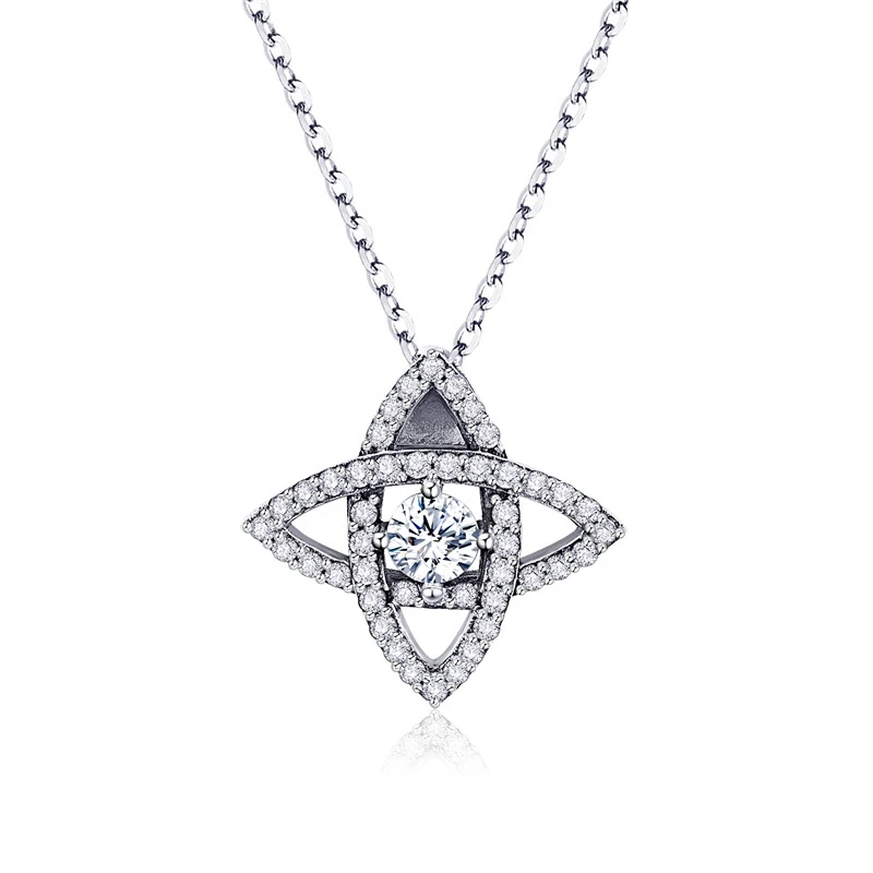 Bamoer, геометрическое серебряное свадебное ожерелье для женщин, Стерлинговое серебро 925, прозрачное, CZ, массивное, для помолвки, ювелирное изделие, подарки BSN074 - Цвет камня: SCN261