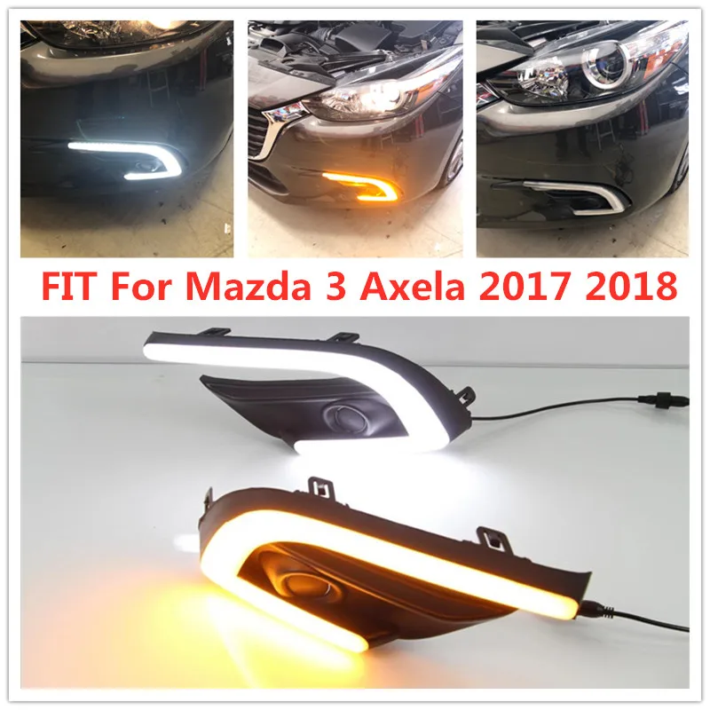 Светодиодный противотуманный фонарь дневного света подходит для Mazda 3 мазда3 Axela светодиодный дневные ходовые огни дневной свет с желтым сигнальным реле