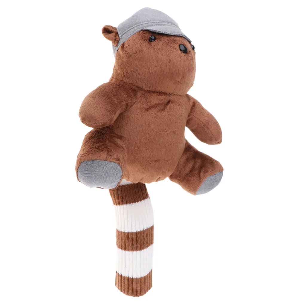 Brown Creative Hat Bear Golf Head Covers 460CC Driver Wood Clubs Headcovers Sets Plush Cloth Golf Accessories Club-Making Products - Цвет: Brown