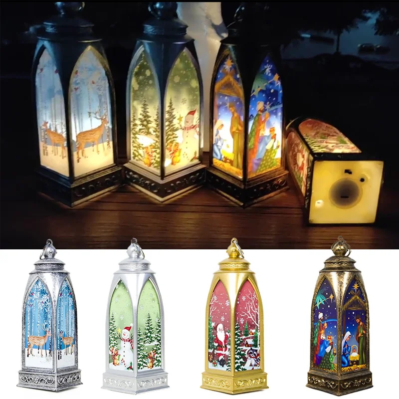 

Candlestick Lantern Candle Light Hanging Light Beautiful Creative Plastic Christmas Street Lamp Snowman Santa Claus Gift