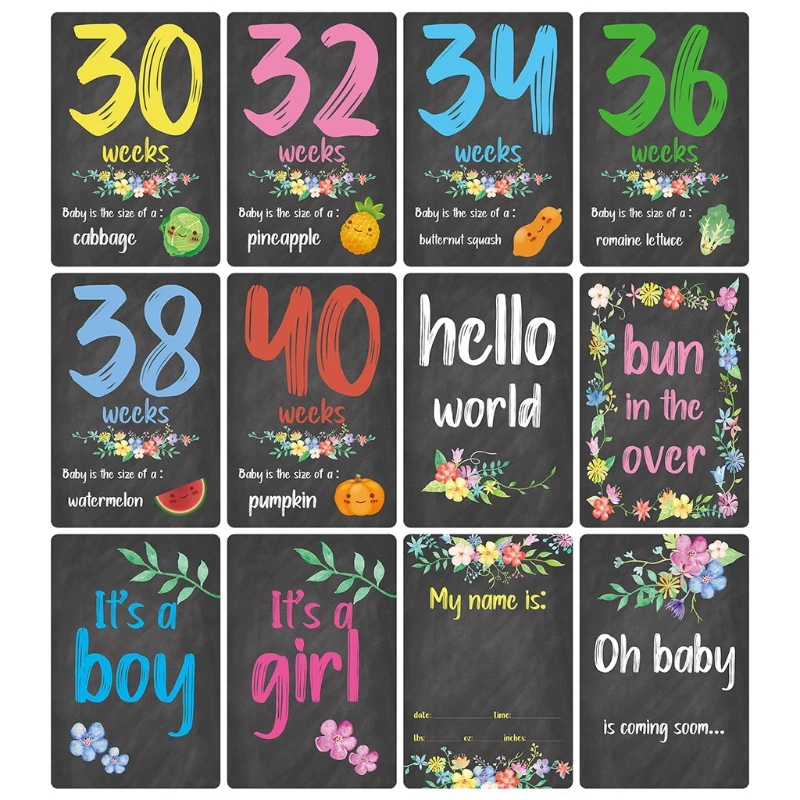 24 Sheets Milestone Photo Sharing Cards Floral Baby Age Cards Memorial Shower Gifts Newborn Photography Props baby gifts australia personalised