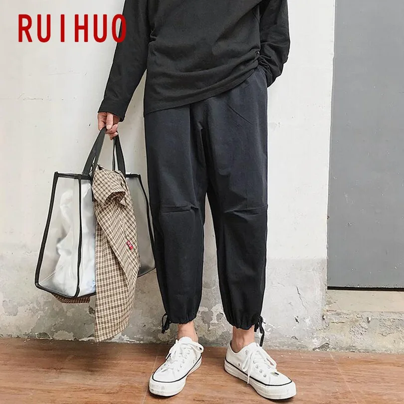 RUIHUO свободные ботильоны-Длина Штаны Для мужчин японский уличная гарем Штаны, мужские брюки джоггеры Для мужчин Штаны в стиле «хип-хоп» впитывает пот и Штаны XXL