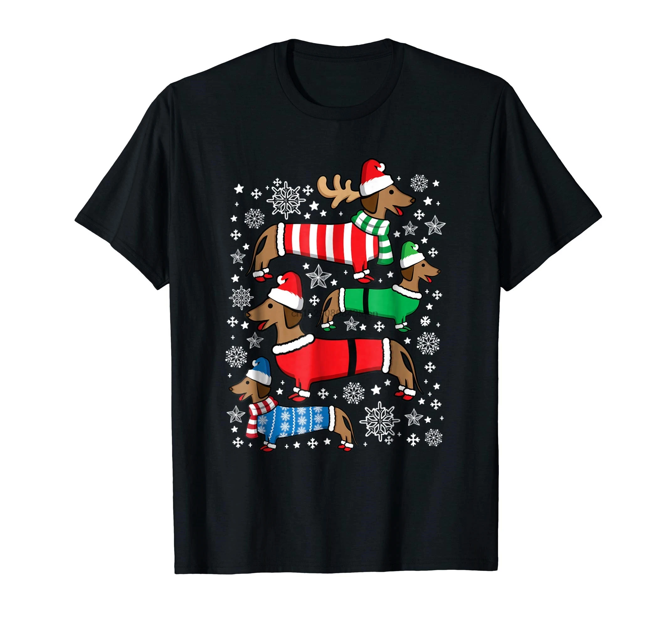 Dachshund Merry Christmas Weiner Ugly Funny T-Shirt-Men's T-Shirt-Black |
