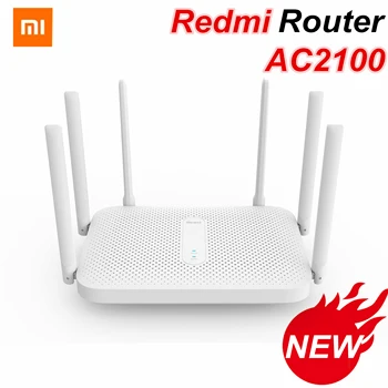 

Xiaomi Redmi AC2100 Router Gigabit Dual-Band Router Wifi Repeater with 6 High Gain Antennas Wider Coverage Easy setup