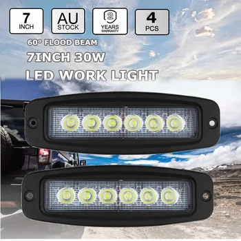 

2pcs Aluminum Alloy Flush Mount 6 LEDs Flood Lights Bar Driving Work Reverse 10-30V 30W 6LED For Car Truck Boat Bus ATV Pickup