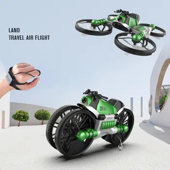 

Watch Remote Control Motorcycle Folding Four-axis Aircraft Two-in-one Drone Toy Deformation Motorcycle Folding Wifi Camera Gift