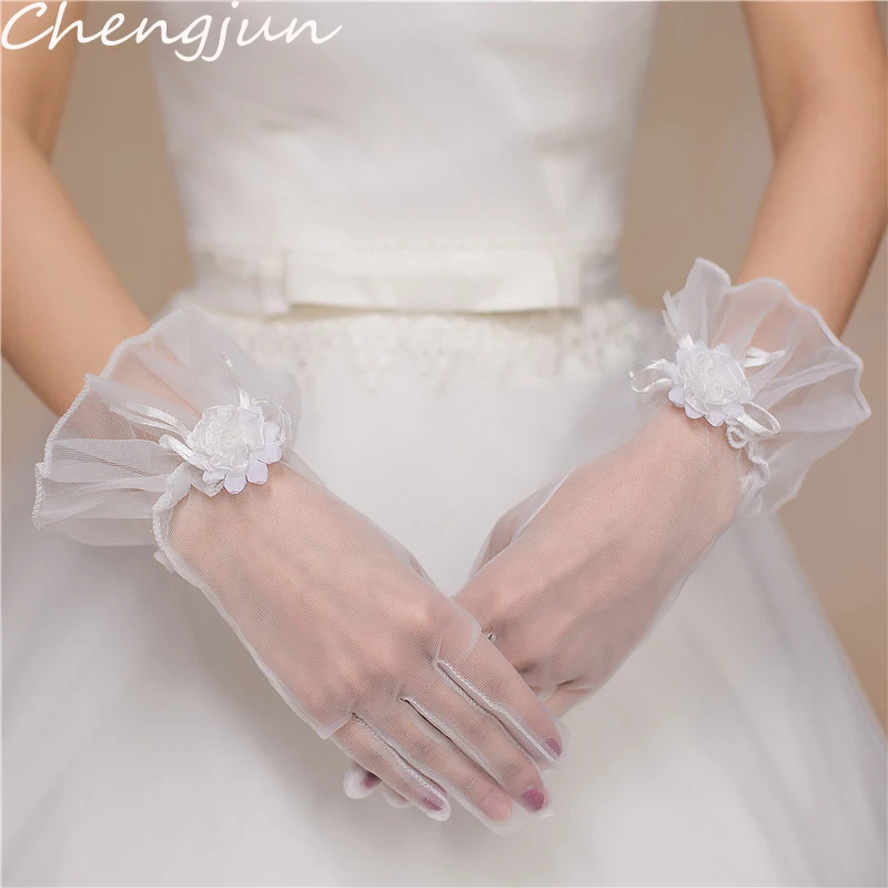 Chengjun высококачественные свадебные аксессуары Иллюзия Простые короткие свадебные перчатки