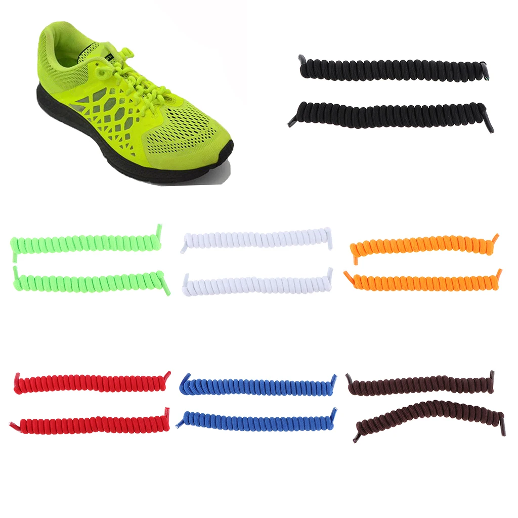 4x Adults Elastic No Tie Shoelaces Triathlon Curly Lazy  Shoe Laces