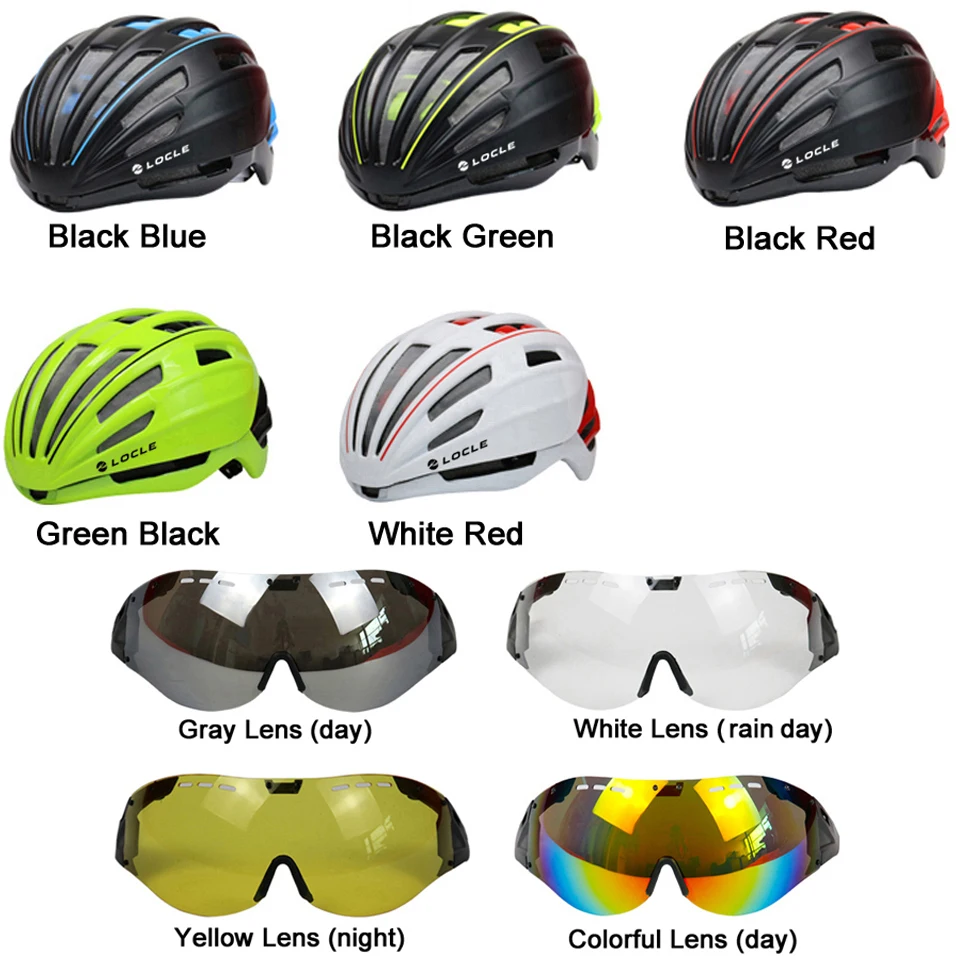 LOCLE Goggles Cycling Helmet Road Mountain MTB Bicycle Helmet Casco Ciclismo Ultralight In-mold Bike Helmet With Glasses 54-60cm