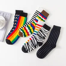Милые радужные носки женские полосатые хлопковые носки женские смешные носки Харадзюку осень зима Calcetines