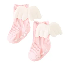 WLG/милые носки с крыльями для малышей; белые, розовые носки принцессы; сезон весна-осень; 6-36 месяцев