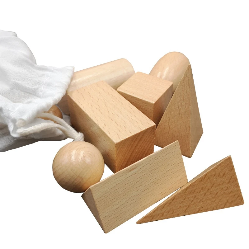  Wooden Geometric Mystery Bag Teaching Aids Geometric Building Blocks Set Education Cognitive Toys 1 - 4000320126906