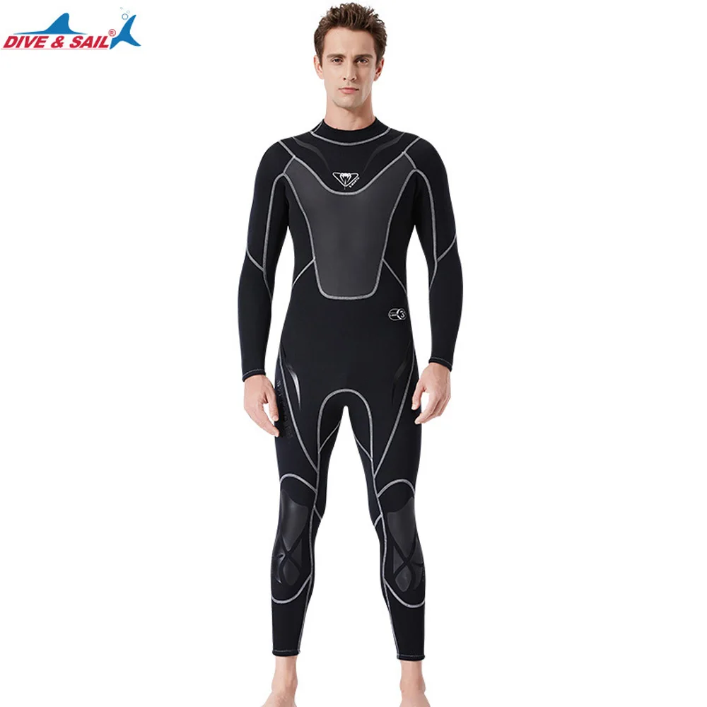 

DIVE&SAIL Full-body Men 3mm Wetsuit Warm Surfing Swimming Diving Suit Swimsuit Coldproof Thermal Neoprene