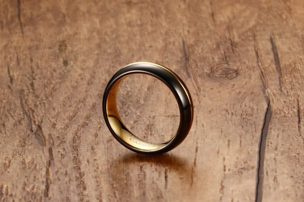 Mprainbow для мужчин купола кольца Вольфрам Карбидное кольцо Обручение обручальные кольца золото-цвет Нотч 6 мм черный Для мужчин Модные украшения
